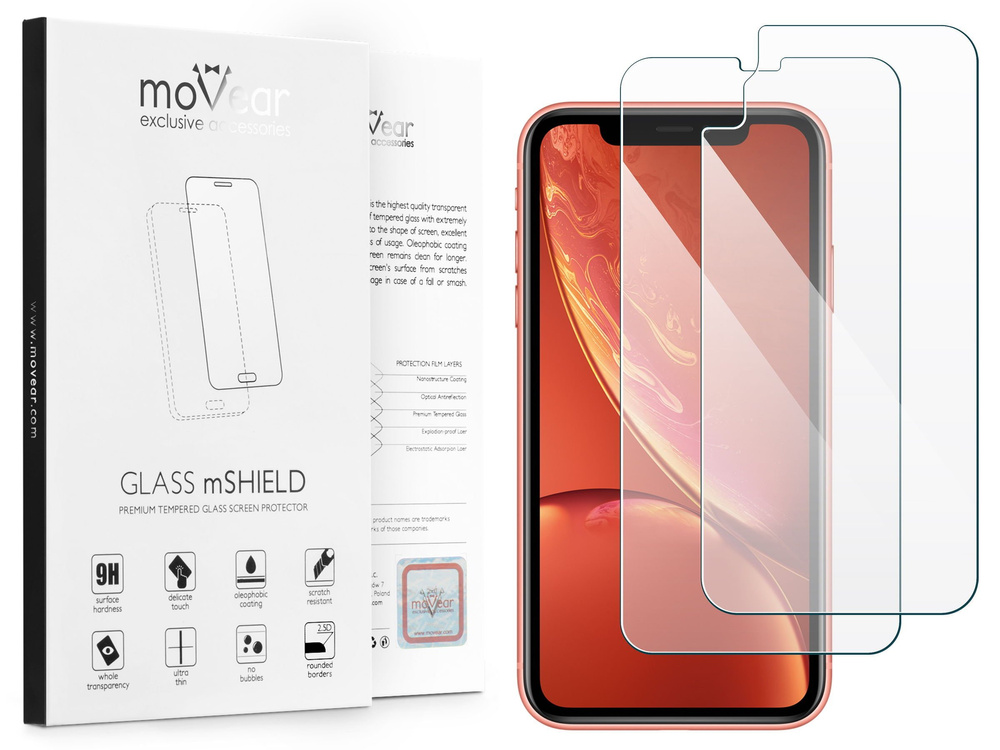 moVear GLASS mSHIELD 2.5D na Apple iPhone Xr | Szkło Hartowane (Przód + Tył)