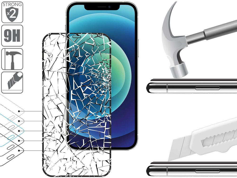 moVear GLASS mSHIELD 2.5D MAX do Apple iPhone 12 Pro / 12 (6.1") (kompatybilne z etui)