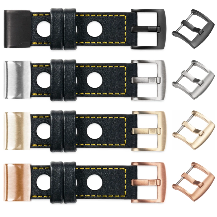 moVear Prestige R1 Skórzany pasek do Garmin QuickFit 22mm (Fenix / Forerunner / Epix / Instinct / Enduro / Quatix / MARQ - 47/45mm) | Czarny, żółte przeszycie [rozmiary XS-XXL i klamra do wyboru]