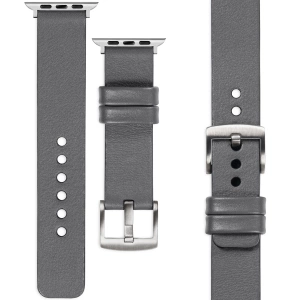 moVear Prestige S1 Skórzany pasek 24mm do Apple Watch 10 / 9 / 8 / 7 / 6 / 5 / 4 / SE (46/45/44mm) & Ultra (49mm) | Szary [adapter i klamra do wyboru]