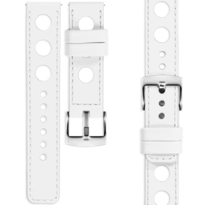 moVear Prestige R1 Skórzany pasek 24mm do zegarka | Biały, białe przeszycie [rozmiary XS-XXL i klamra do wyboru]