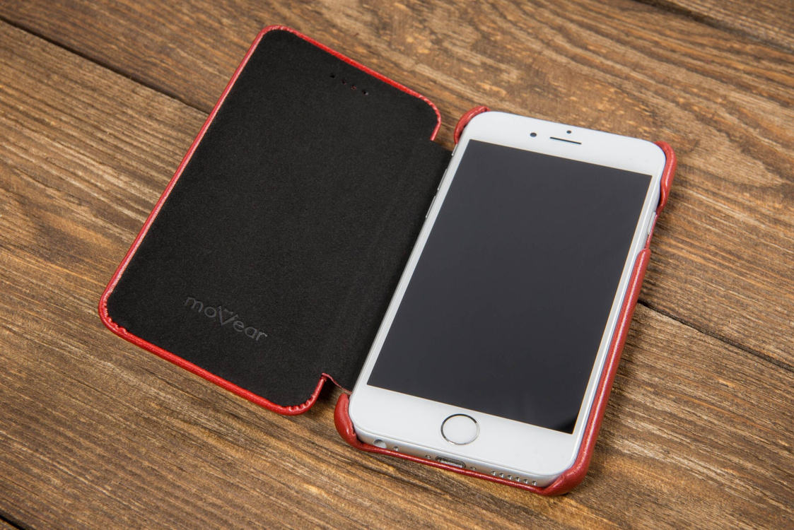 moVear flipSide S skórzane etui do Apple iPhone SE (2022 / 2020) / 8 / 7 (4.7") | Skóra naturalna vintage (Czerwona)