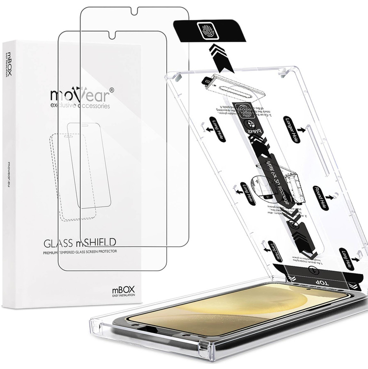 2 szt. | moVear mBOX GLASS mSHIELD 2.5D do Samsung Galaxy S25+ / S24+ (Plus) (6.7") (łatwy montaż)