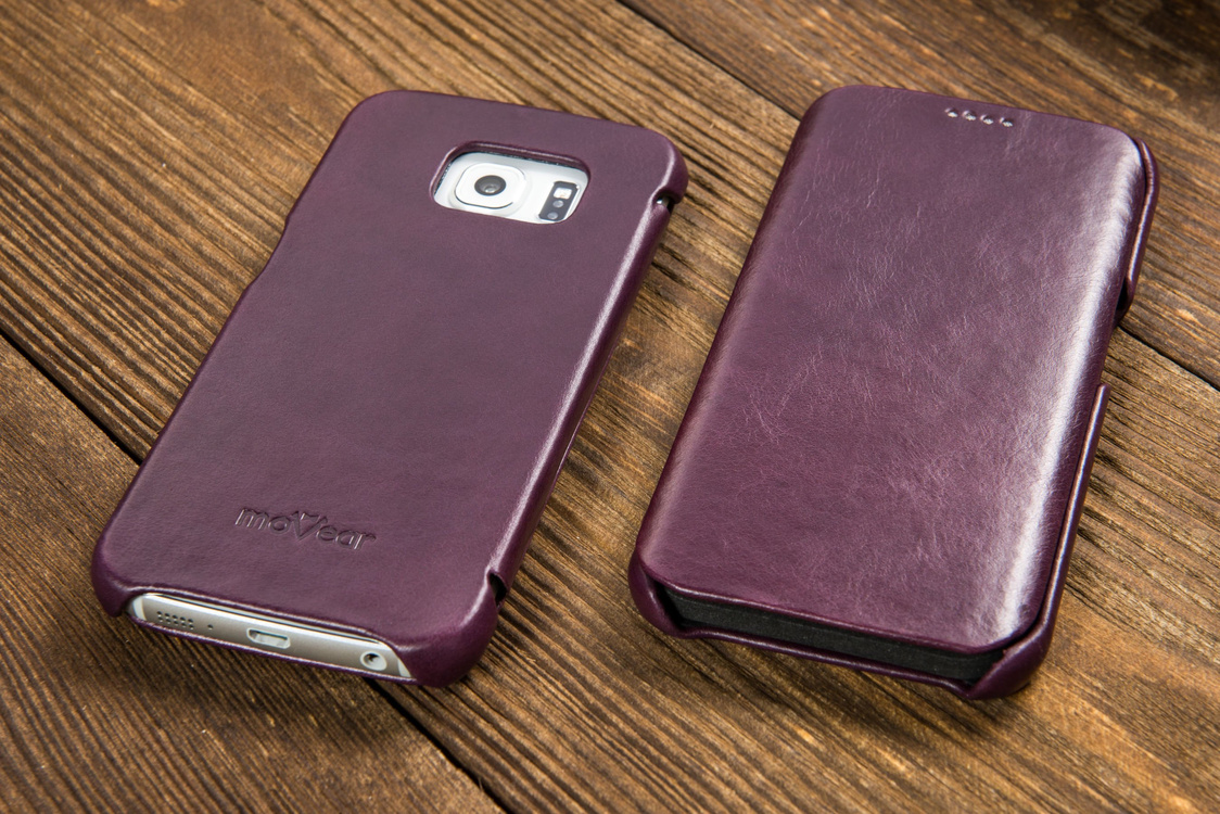 
                    moVear flipSide S Skórzane Etui do Samsung Galaxy S6 edge | Skóra Vintage | Fioletowy
