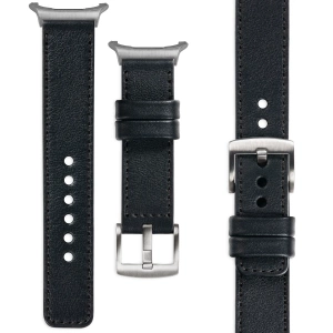 moVear Prestige C1 Skórzany pasek 22mm do Samsung Galaxy Watch Ultra | Czarny, czarne przeszycie [rozmiary XS-XXL i klamra do wyboru]