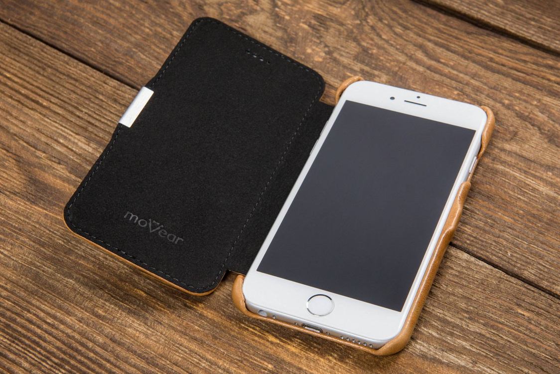 moVear flipSide C+ Skórzane Etui do Apple iPhone 6 / 6s | Skóra Vintage | Jasnobrązowy