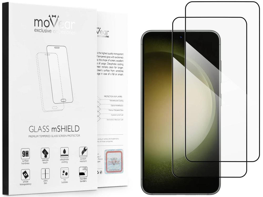 2 szt. | moVear GLASS mSHIELD 2.5D MAX do Samsung Galaxy S23+ (Plus) (6.6") (kompatybilne z etui)