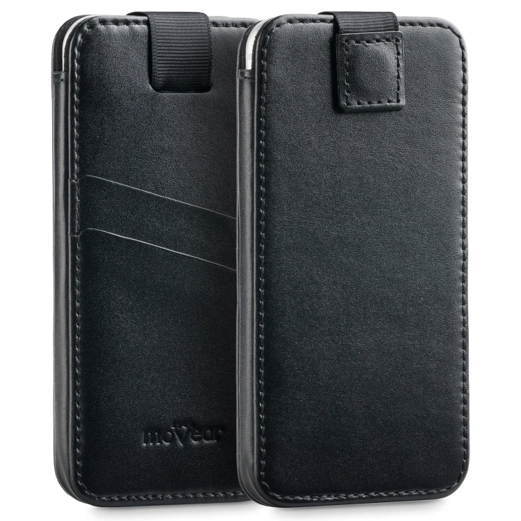 moVear pocketCase C+ skórzana wsuwka do Samsung rozmiar L (ok 160 x 79 x 8mm) | Skóra naturalna gładka (Czarna)