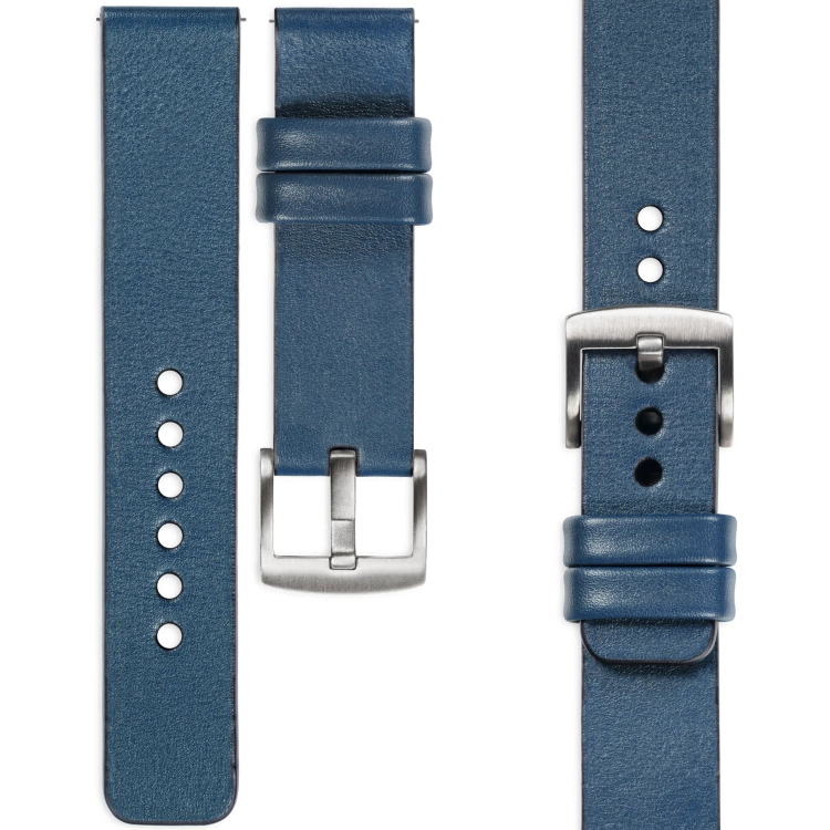 moVear Prestige S1 Skórzany pasek 22mm do Xiaomi Watch S1 / Mi Watch / Amzfit | Niebieski Jeans [rozmiary XS-XXL i klamra do wyboru]