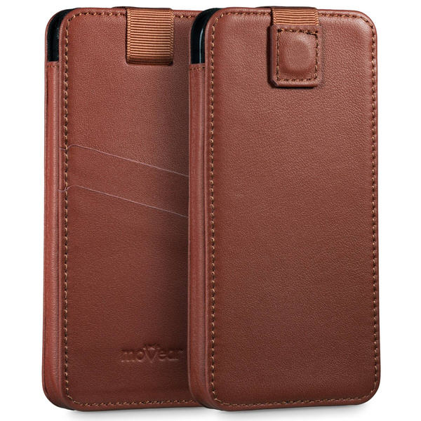moVear pocketCase C+ skórzana wsuwka do Smartfon rozmiar L (ok 162 x 80 x 9mm) | Skóra naturalna nappa (Brązowa)