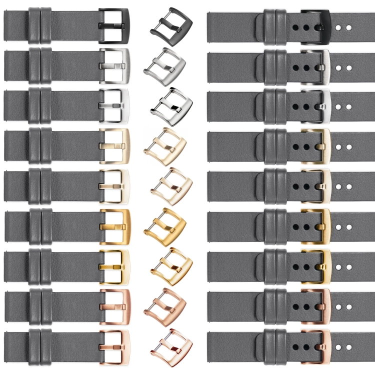 moVear Prestige S1 Skórzany pasek 18mm do Garmin Vivoactive 4S, Venu 3S/2S, Vívomove 3S | Szary [rozmiary XS-XXL i klamra do wyboru]