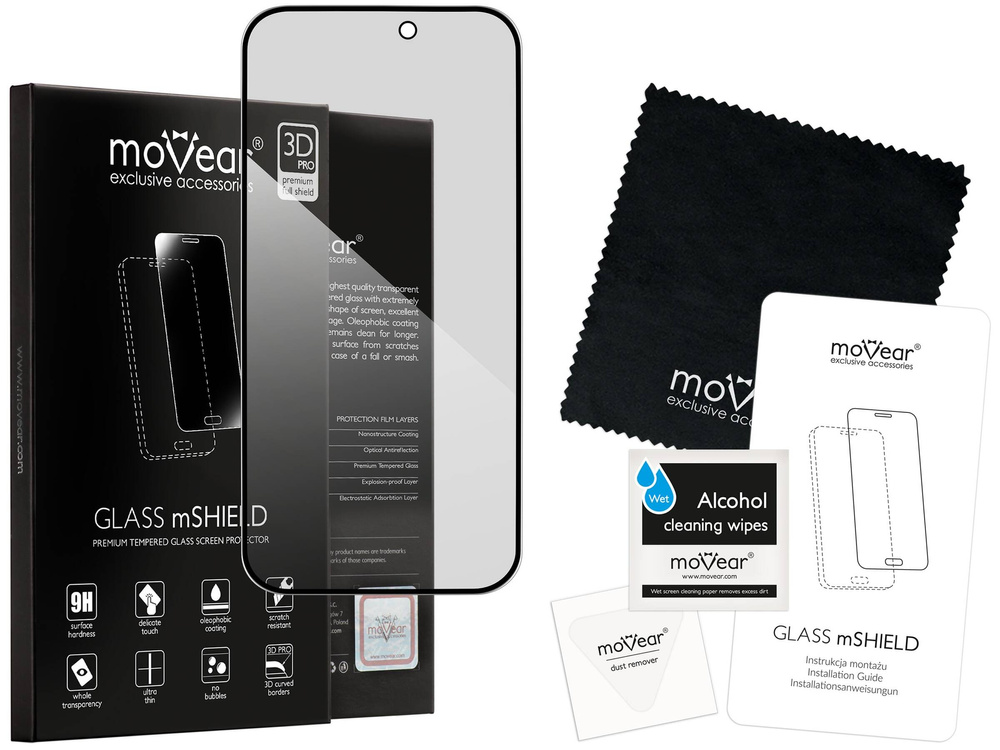 moVear GLASS mSHIELD 3D PRO privacy do Apple iPhone 14 Pro (6.1") | (Prywatyzujące)