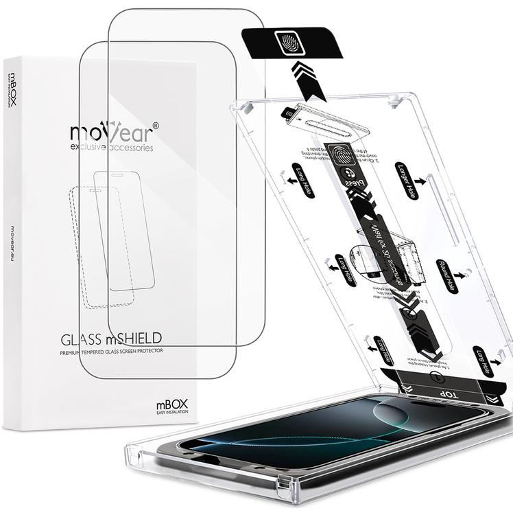 2 szt. | moVear mBOX GLASS mSHIELD 2.5D do Apple iPhone 17 Pro Max / 16 Pro Max (6.9") (łatwy montaż)