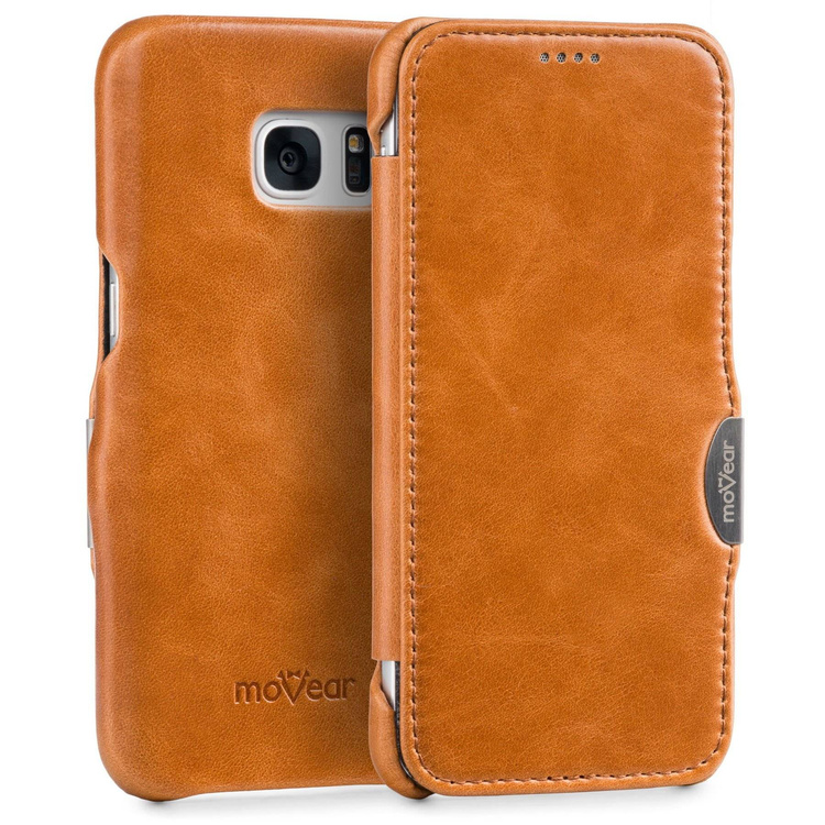moVear flipSide C Skórzane Etui do Samsung Galaxy S6 | Skóra Vintage | Jasnobrązowy