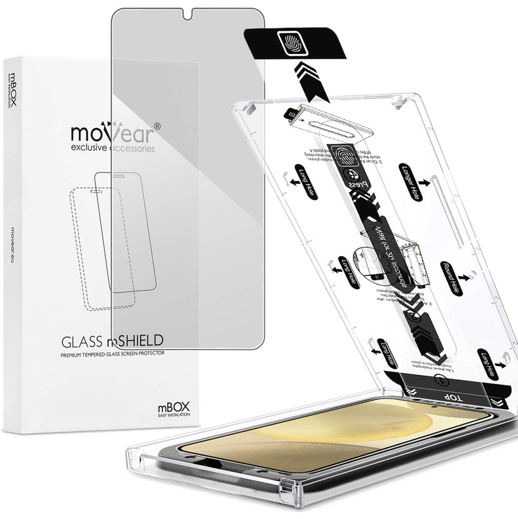 moVear mBOX GLASS mSHIELD 2.5D privacy do Samsung Galaxy S25+ / S24+ (Plus) (6.7") (Anty spy, z Aplikatorem)
