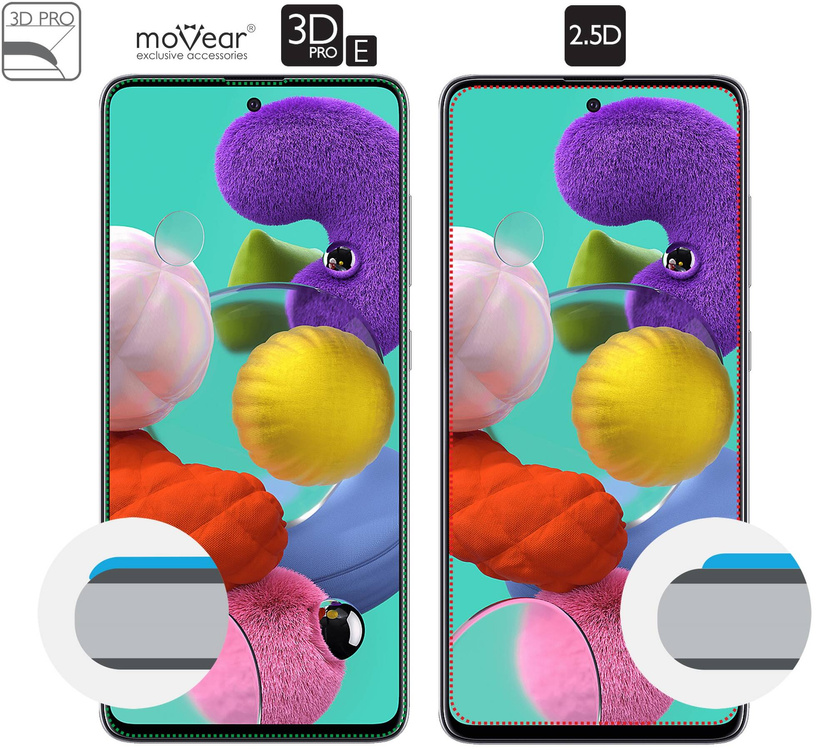 moVear GLASS mSHIELD 3D PRO-E do Samsung Galaxy A51 (6.5") (kompatybilne z etui)