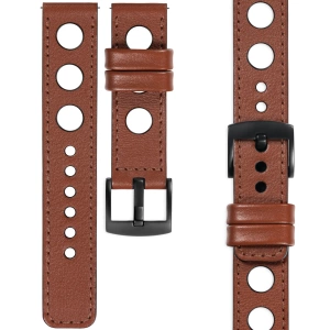 moVear Prestige R1 Skórzany pasek 22mm do zegarka | Brązowy, brązowe przeszycie [rozmiary XS-XXL i klamra do wyboru]