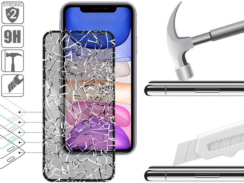 moVear GLASS mSHIELD 2.5D MAX privacy do Apple iPhone 11 / Xr (6.1") (Prywatyzujące, kompatybilne z etui)