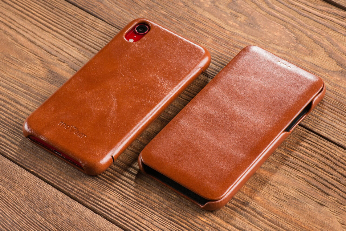 moVear flipSide S skórzane etui do Apple iPhone Xr (6.1") | Skóra naturalna vintage (Brązowa)