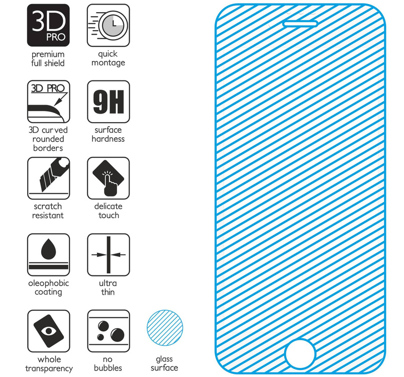 moVear GLASS mSHIELD 3D PRO do Apple iPhone 8 Plus / 7 Plus (5.5") (na cały ekran)