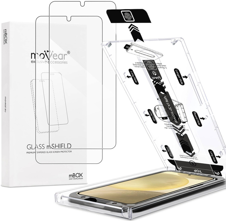 2 szt. | moVear mBOX GLASS mSHIELD 2.5D do Samsung Galaxy S25+ / S24+ (Plus) (6.7") (łatwy montaż)