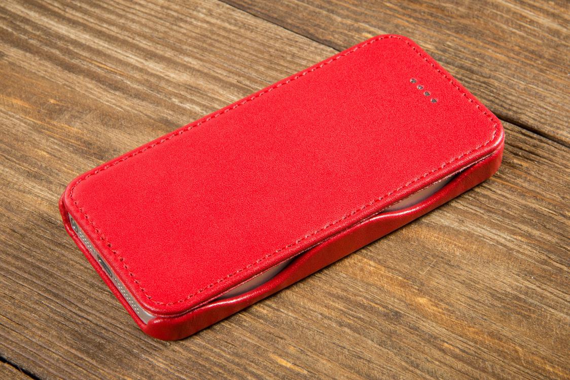 moVear flipSide C Skórzane Etui do Apple iPhone SE / 5s / 5 | Skóra Gładka | Czerwony