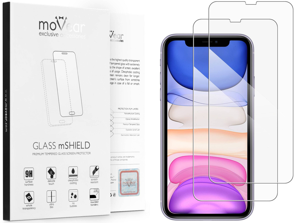 2 szt. | moVear GLASS mSHIELD 2.5D do Apple iPhone 11 / Xr (6.1") (kompatybilne z etui)