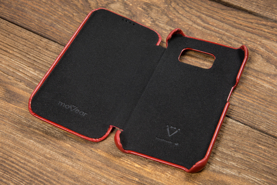 
                    moVear flipSide S+ Skórzane Etui do Samsung Galaxy S6 edge | Skóra Vintage | Czerwony