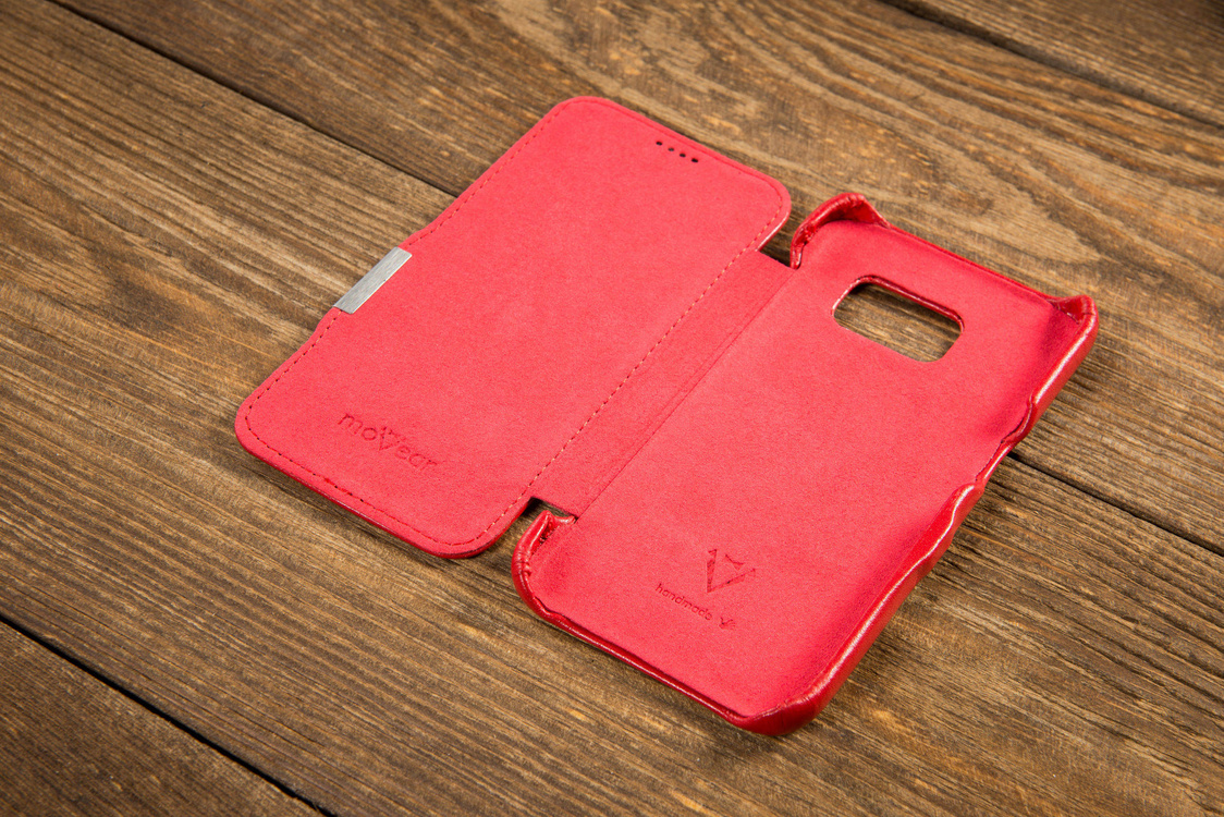 moVear flipSide C+ Skórzane Etui do Samsung Galaxy S7 | Skóra Gładka | Czerwony