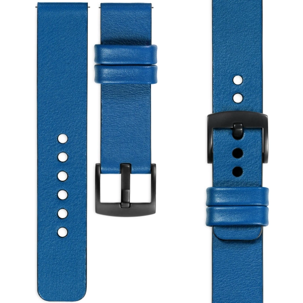 moVear Prestige S1 Skórzany pasek 20mm do Amzfit GTS / Bip / Zeep | Niebieski [rozmiary XS-XXL i klamra do wyboru]