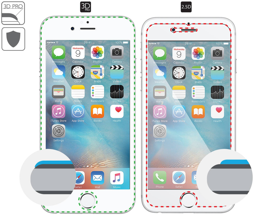 2 szt. | moVear GLASS mSHIELD 3D PRO do Apple iPhone 6 Plus / 6s Plus (5.5") (na cały ekran)