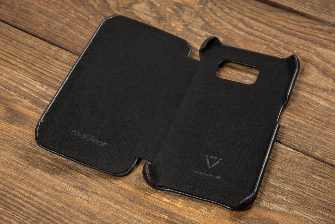 moVear flipSide S skórzane etui do Samsung Galaxy S6 edge (0) | Skóra naturalna gładka (Czarna)