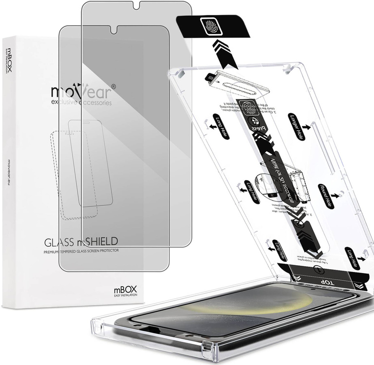 2 szt. | moVear mBOX GLASS mSHIELD 2.5D privacy do Samsung Galaxy S25 / S24 (6.2") (Anty spy, z Aplikatorem)