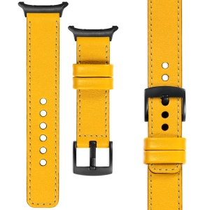 moVear Prestige C1 Skórzany pasek 22mm do Samsung Galaxy Watch Ultra | Żółty, żółte przeszycie [rozmiary XS-XXL i klamra do wyboru]