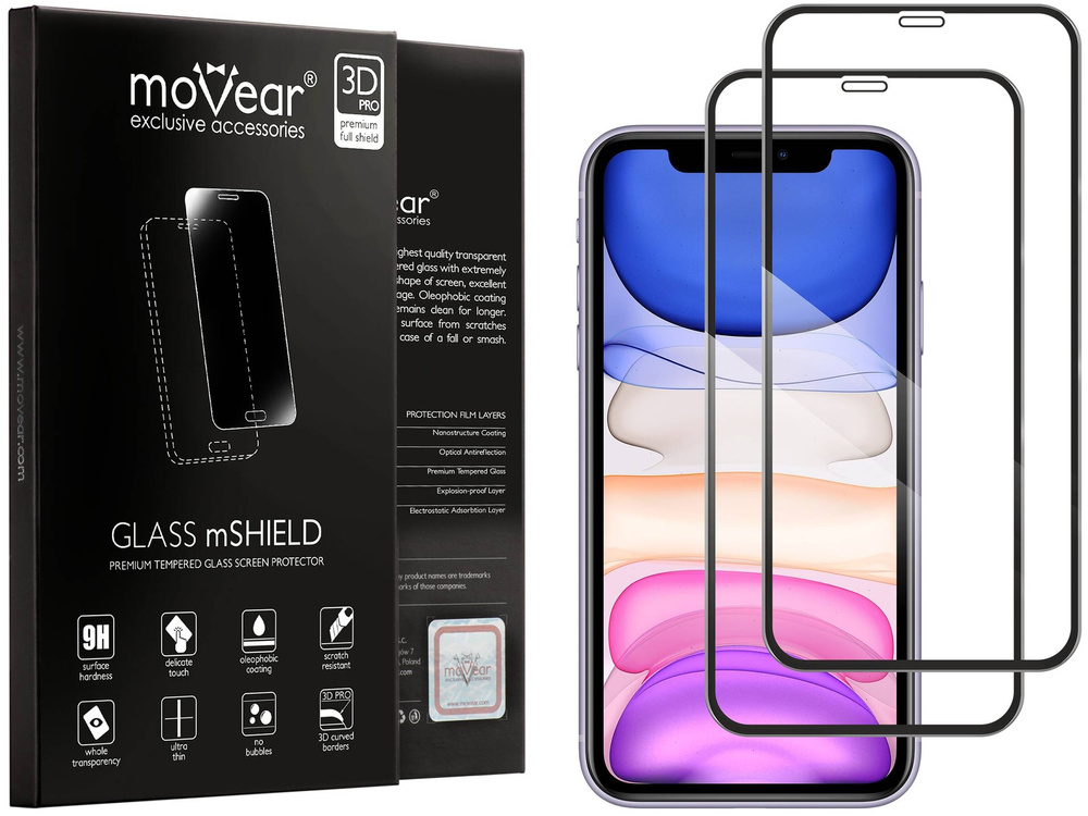 2 szt. | moVear GLASS mSHIELD 3D PRO do Apple iPhone 11 / Xr (6.1") (na cały ekran)