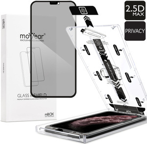 moVear mBOX GLASS mSHIELD 2.5D MAX privacy do Apple iPhone 11 Pro Max / Xs MAX (6.5") (Anty spy, z Aplikatorem)