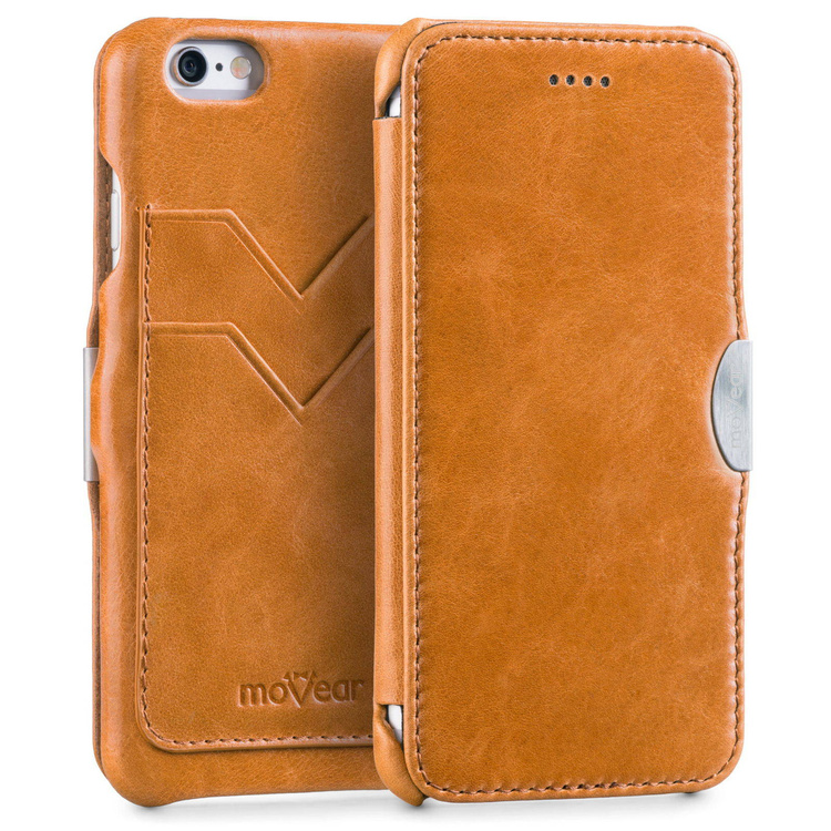 moVear flipSide C+ Skórzane Etui do Apple iPhone 6 / 6s | Skóra Vintage | Jasnobrązowy