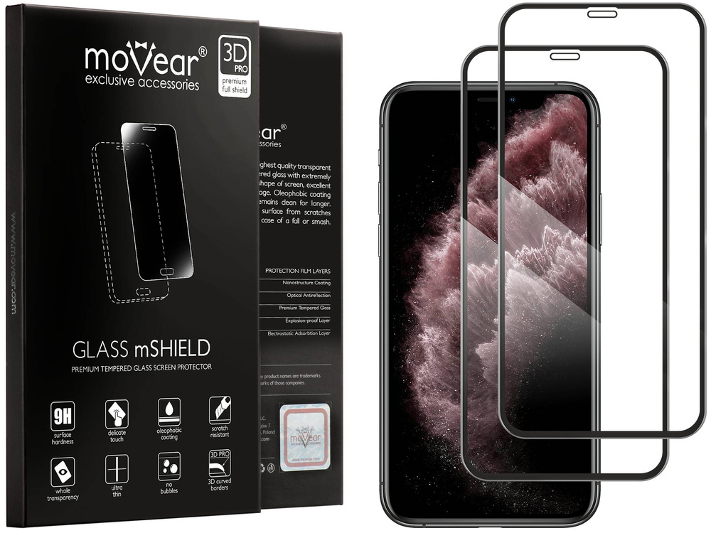 2 szt. | moVear GLASS mSHIELD 3D PRO do Apple iPhone 11 Pro Max / Xs MAX (6.5") (na cały ekran)