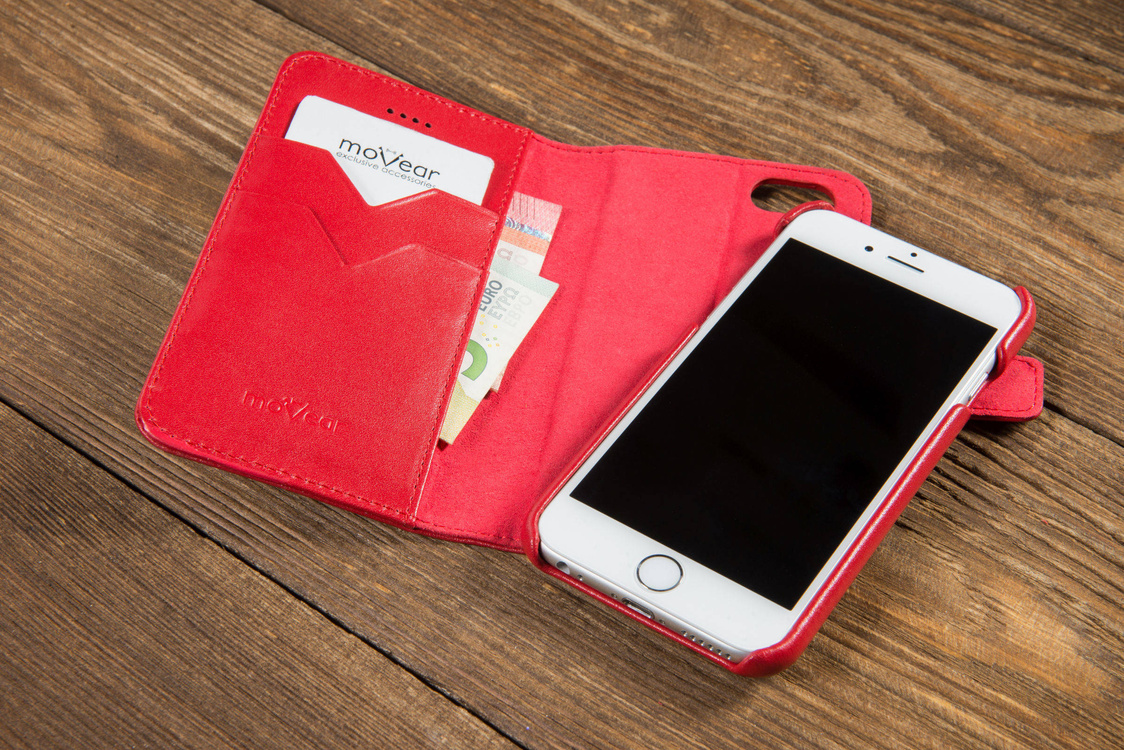 moVear multiCover W Skórzane Etui 3w1 do Apple iPhone 6 / 6s | Portfel, Wallet | Skóra Gładka | Czerwony