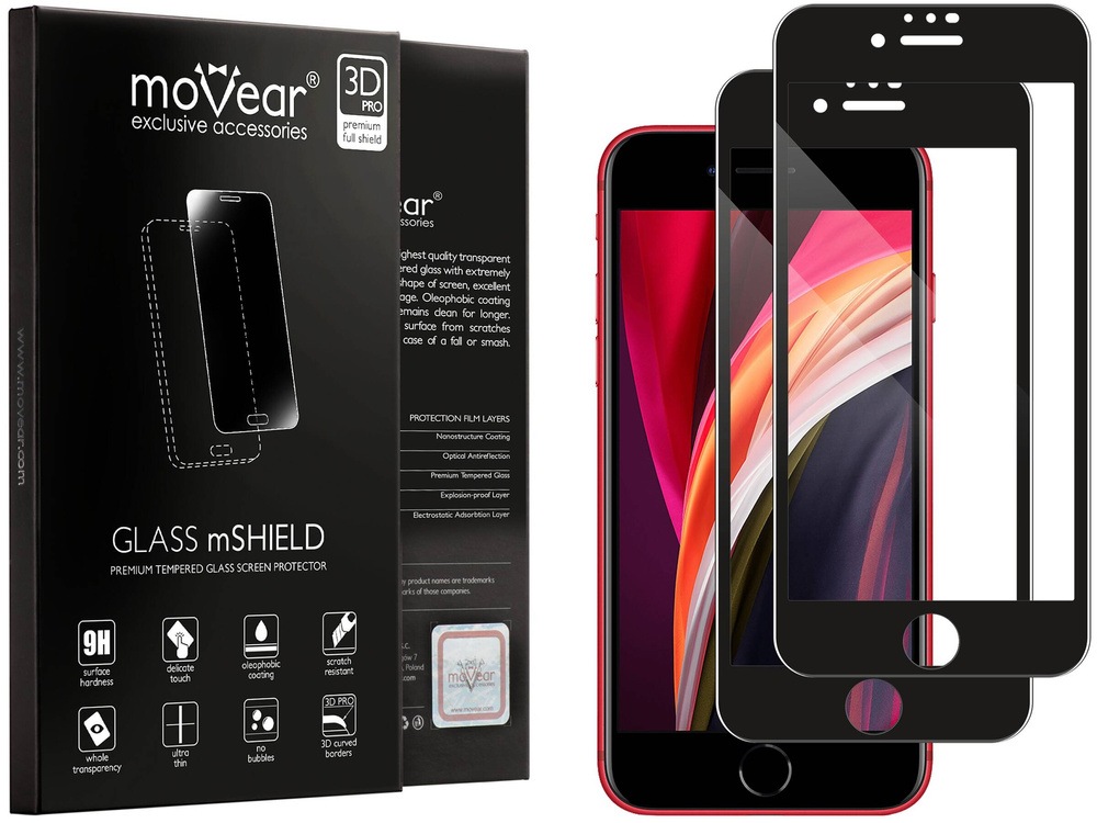 2 szt. | moVear GLASS mSHIELD 3D PRO do Apple iPhone SE (2022 / 2020) / 8 / 7 (4.7") (na cały ekran)