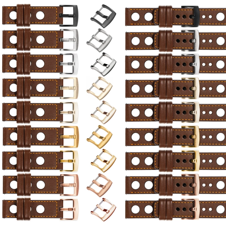 moVear Prestige R1 Skórzany pasek 26mm do zegarka | Ciemnobrązowy, pomarańczowe przeszycie [rozmiary XS-XXL i klamra do wyboru]