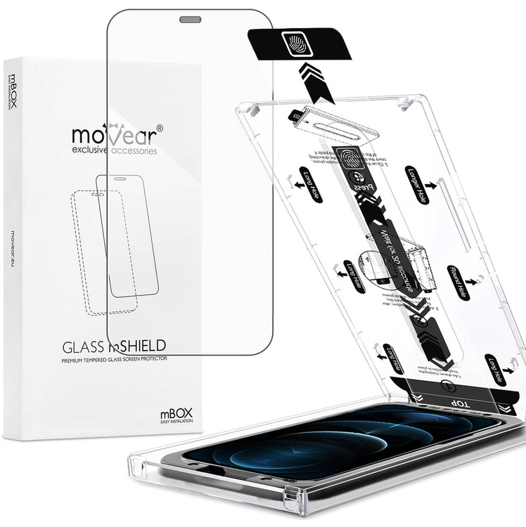 moVear mBOX GLASS mSHIELD 2.5D do Apple iPhone 12 Pro Max (6.7") (łatwy montaż)