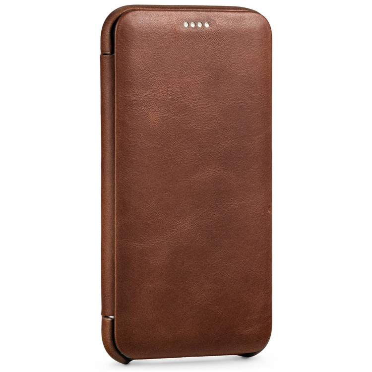 moVear flipSide S skórzane etui do Apple iPhone 11 Pro Max (6.5") | Skóra naturalna olejowana (Ciemnobrązowa)