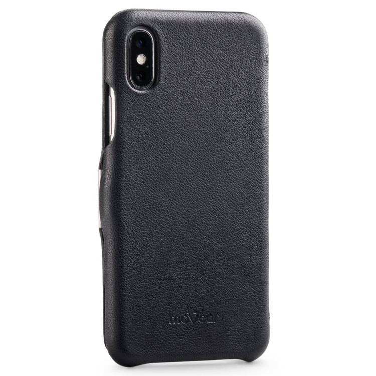 moVear flipSide C skórzane etui do Apple iPhone Xs MAX (6.5") | Skóra naturalna nappa (Czarna)