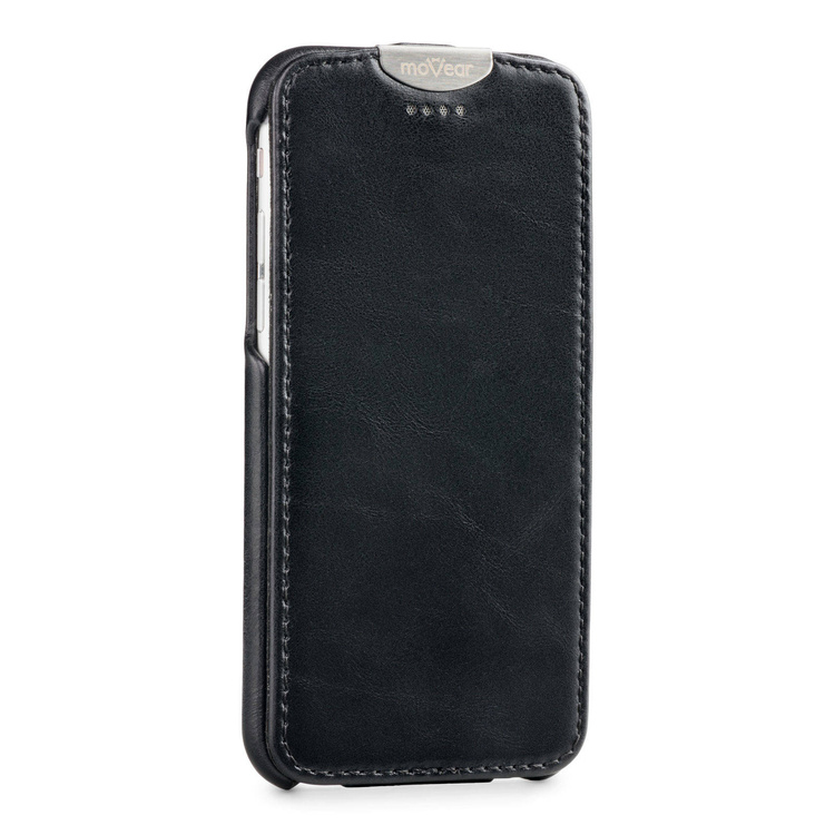moVear flipDown C Skórzane Etui do Apple iPhone 6 / 6s | Skóra Vintage | Czarny