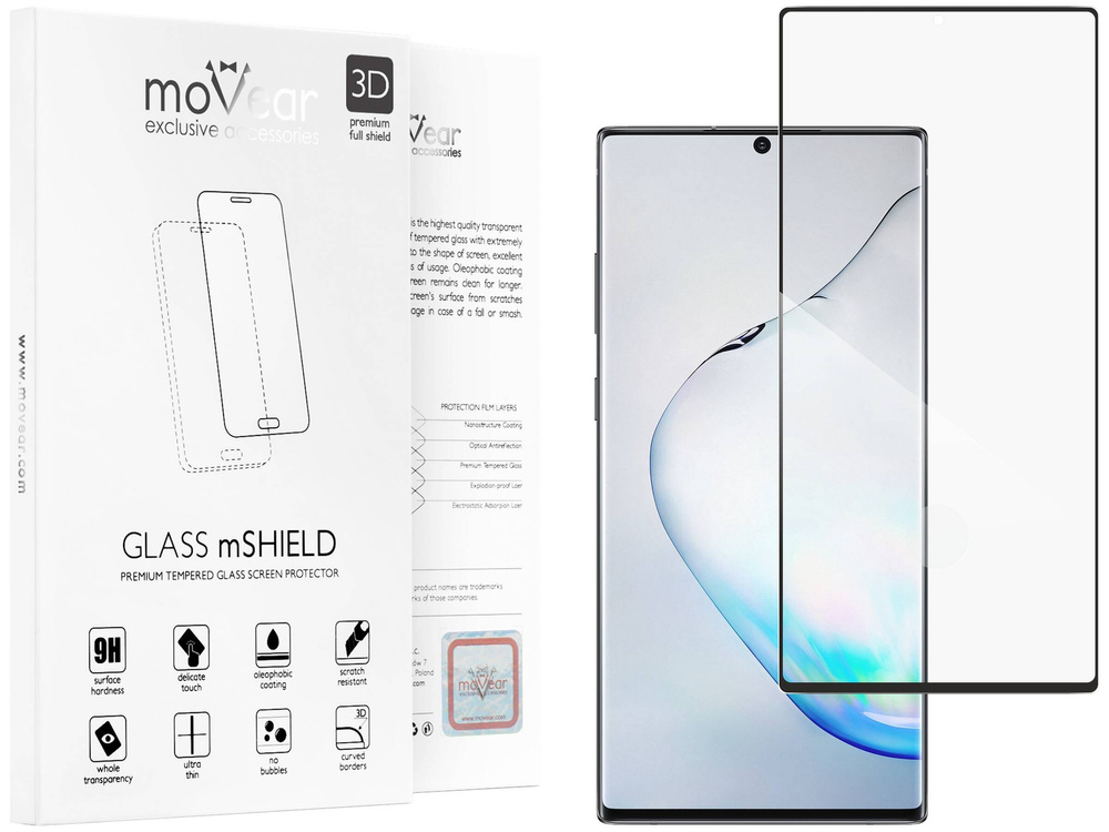 moVear GLASS mSHIELD 3D do Samsung Galaxy Note 10+ (Plus) (6.8") (na cały ekran)