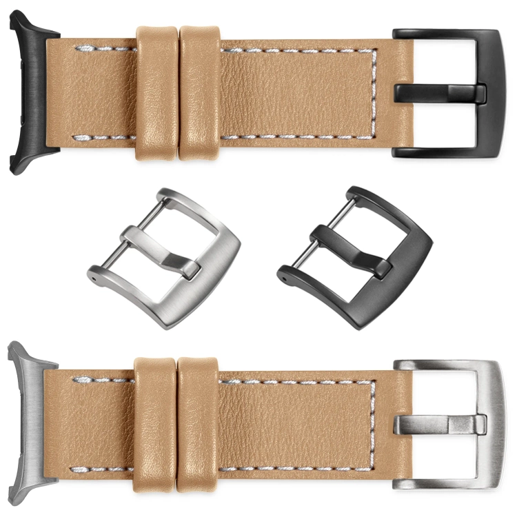 moVear Prestige C1 Skórzany pasek 22mm do Samsung Galaxy Watch Ultra | Cappuccino, białe przeszycie [rozmiary XS-XXL i klamra do wyboru]