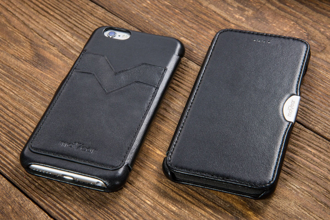 moVear flipSide C+ Skórzane Etui do Apple iPhone 6 / 6s | Skóra Gładka | Czarny