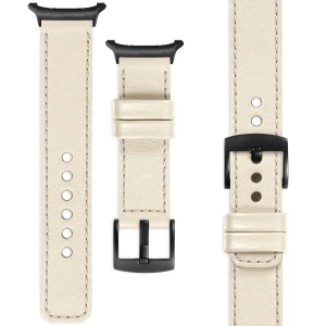 moVear Prestige C1 Skórzany pasek 22mm do Samsung Galaxy Watch Ultra | Beżowy, beżowe przeszycie [rozmiary XS-XXL i klamra do wyboru]