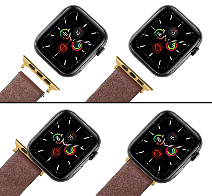 moVear | Adapter paska 22mm do Apple Watch 9/8/7/6/SE/5/4/3/2/1 (41/40/38mm) | Złoty Stal nierdzewna +PVD